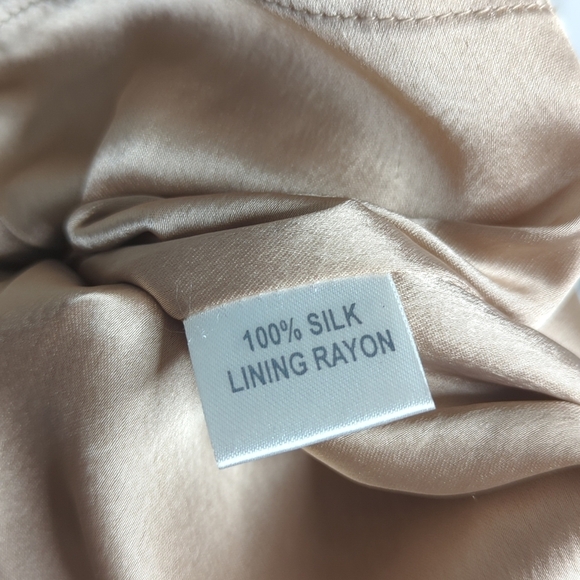 Parker 100% Silk Sleeveless Gold Sequin Fully Lined Mini Dress Nude L - Picture 14 of 15